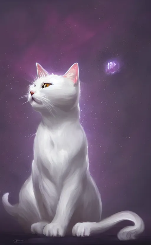 Image similar to a white cat with cosmos in its eyes, dynamic lighting, photorealistic fantasy concept art, trending on art station, stunning visuals, creative, cinematic, ultra detailed