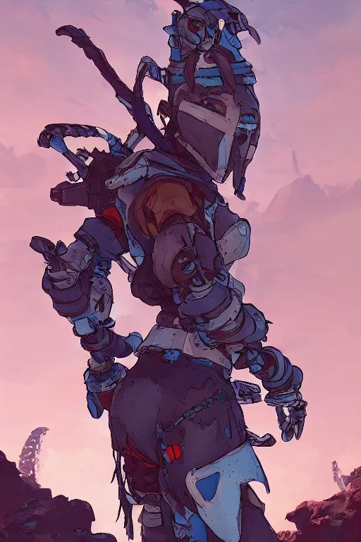 Image similar to combination suit armor aloy horizon forbidden west horizon zero dawn robot ninja mask helmet backpack tribal, art gta 5 comics, official fanart behance hd artstation by jesper ejsing, by rhads, makoto shinkai and lois van baarle, ilya kuvshinov, ossdraws radiating a glowing aura cgi rtx 2 0 2 2