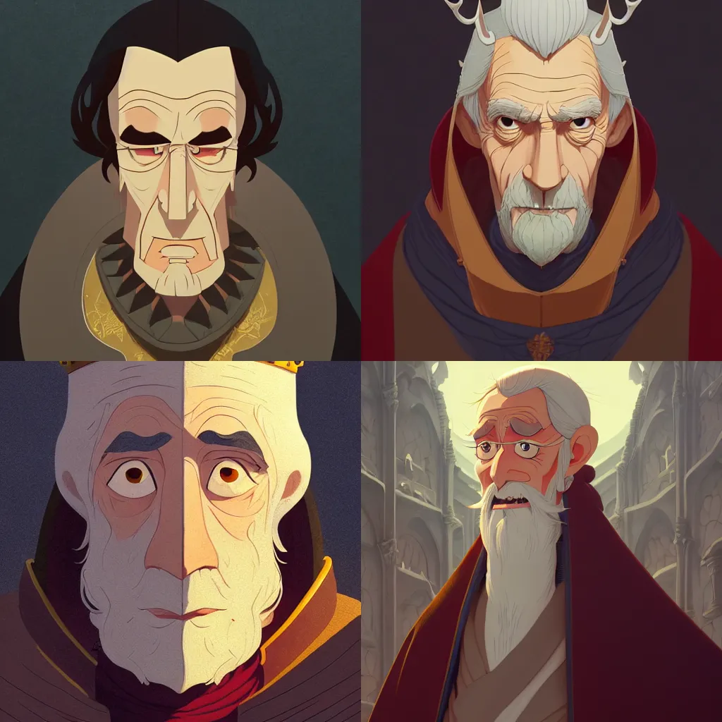 Prompt: portrait of medieval old king, artstation, cartoon, elegant highly detailed digital painting, concept art, smooth, sharp focus, makoto shinkai, don bluth, fujita goro, giraud, michel ocelot, tom whalen, atey ghailan, akihiko yoshida, fadeev