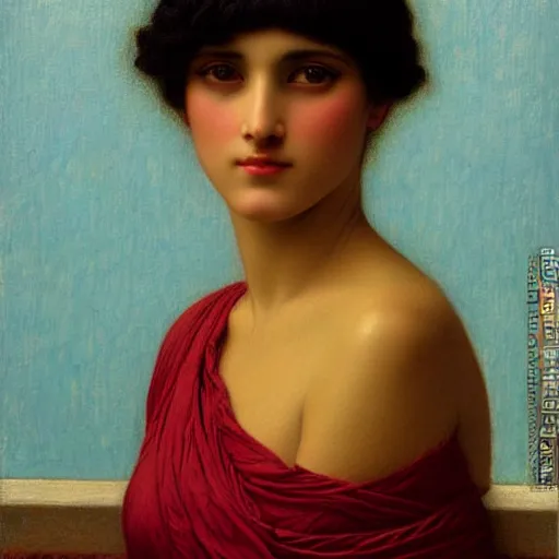 Prompt: realistic painting of a beautiful women by John William Godward