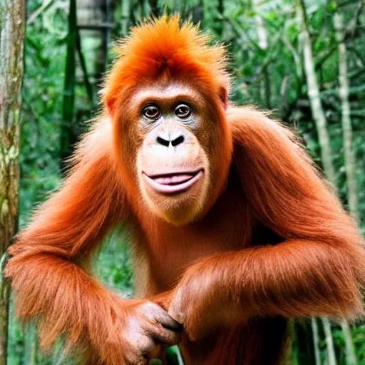 Image similar to gary busey as an orangutan