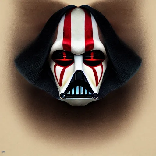 Prompt: photograph of clown darth vader hybrid, symmetrical front face portrait, by jean - baptiste monge, high quality, high resolution, 4 k, octane realphoto, raytrace, intricate, hyper detailed