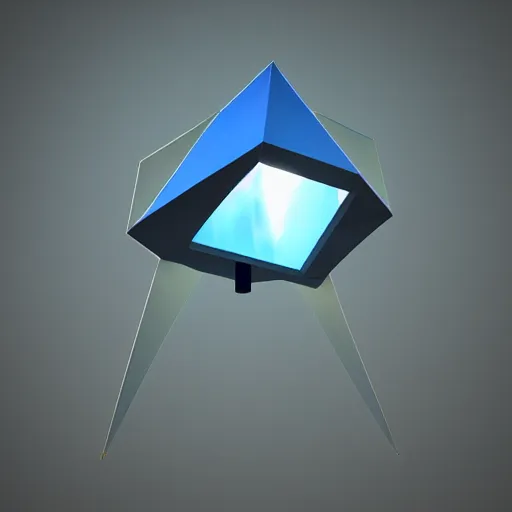 Prompt: a futuristic beacon shining light across space, low - poly, colorful