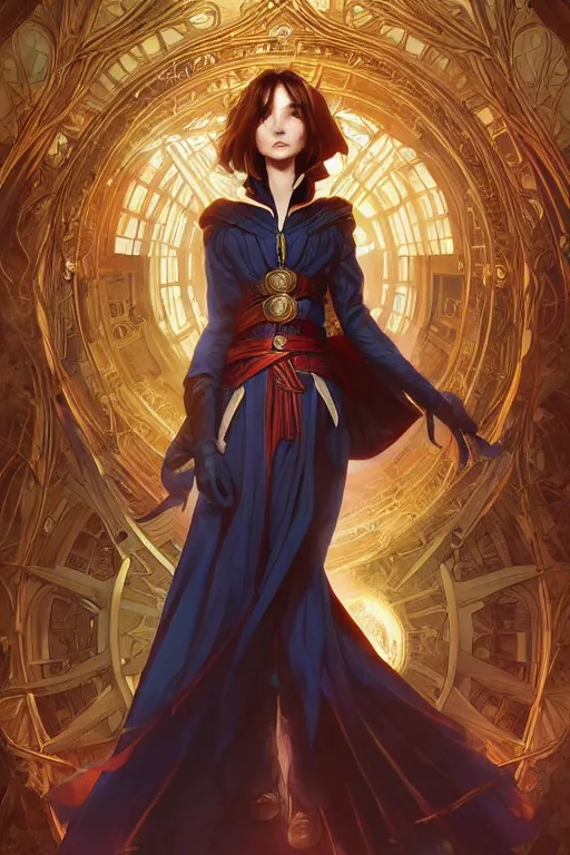 Prompt: anime key visual of a beautiful young female doctor strange, marvel comics, spells, magic, intricate, magical village, stunning, highly detailed, digital painting, artstation, smooth, hard focus, illustration, art by artgerm and greg rutkowski and alphonse mucha