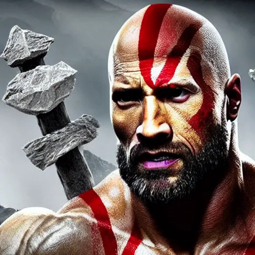 Image similar to Dwayne Johnson as God of war