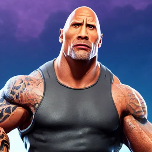 Prompt: Dwayne Johnson as fortnite character