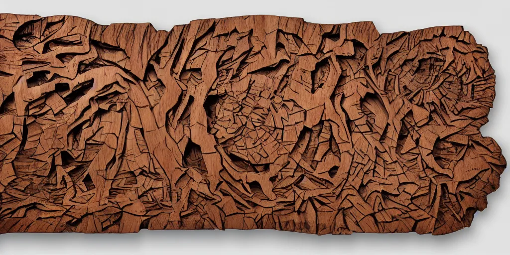 Prompt: a detailed wood carving of the collapse of the universe