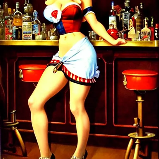 Image similar to tifa lockheart in her bar by gil elvgren