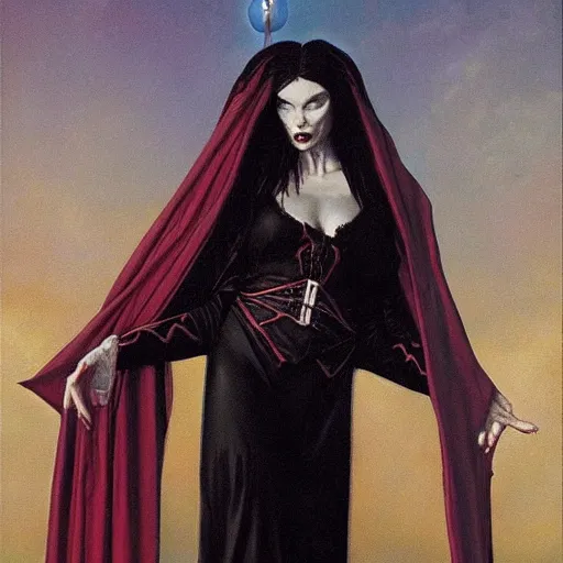 Image similar to vampire priestess, by gerald brom and berthold woltze.