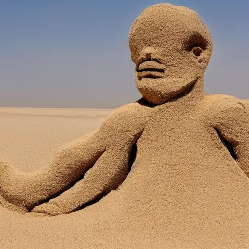 Image similar to a monster made out of sand in the desert with a tornado