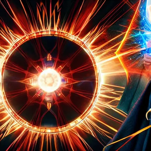 Image similar to dr. strange casting a shield spell in the metaverse