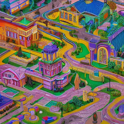 Image similar to small town made entirely of multi - colored play - doh, extreme realism, extremely detailed digital painting, highly detailed, abstract, 1 9 2 0's colored pencil art style, deep aesthetic, 8 k, highly ornate intricate details, cinematic lighting, rich colors, digital artwork, ray tracing, hyperrealistic, photorealistic, cinematic landscape, trending on artstation, concept art,