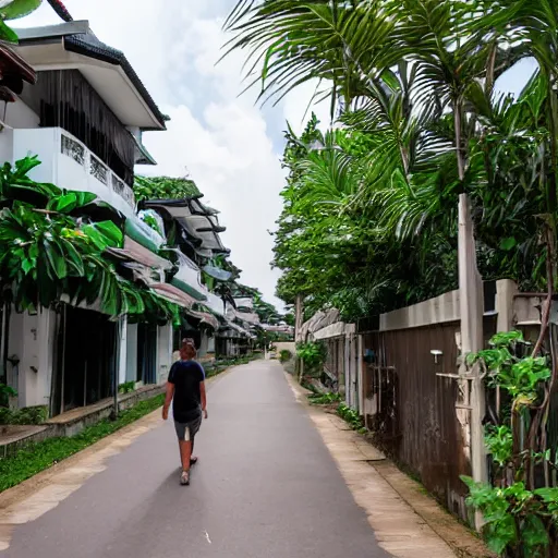 Image similar to walking through an old housing estate in singapore