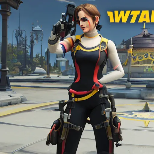 Image similar to full body Emma Watson screenshot from overwatch play of the game