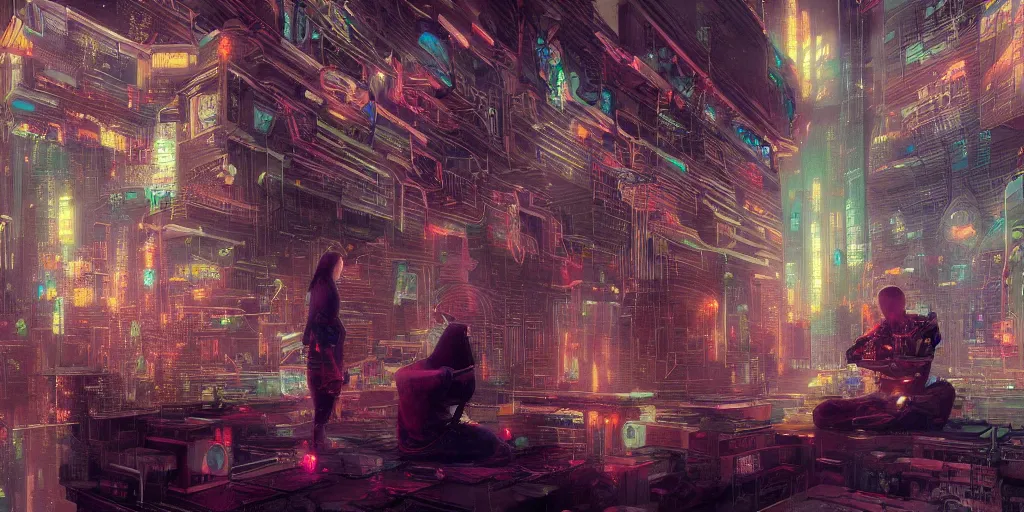 Image similar to a portrait of a meditator, cyberpunk, eeg nodes on scalp, thousands of screens, cinematic, cinema, amazing detail, incredible utopian atmosphere, lush, by moebius and mohrbacher