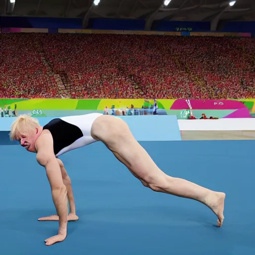 Prompt: Boris Johnson doing gymnastics at the Olympics