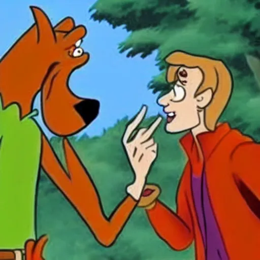 Image similar to Scooby-Doo meeting a werewolf,