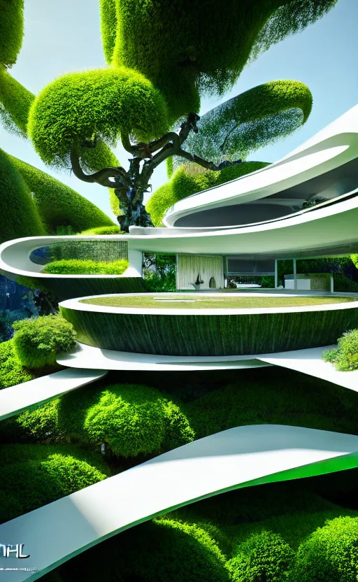 Prompt: futuristic sharp focus biophilic villa interior with garden, cinematic morning light, magnolia daisies ceramic porcelain stone nebula fluid colorful architecture landscape, highly detailed furniture, granite, trees, marble, moss, lichen, vincent callebaut composition, mamou - mani, cinematic morning light, 8 k, unreal engine, uhd