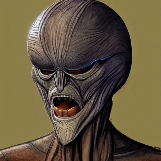 Image similar to concept art for a new star wars alien character wearing robes, detailed portrait, digital art