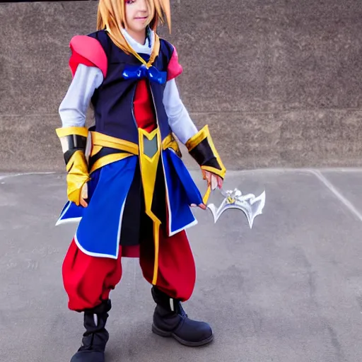 Prompt: sora kingdom hearts cosplay by Disney castle 85mm photo photography hd 8k
