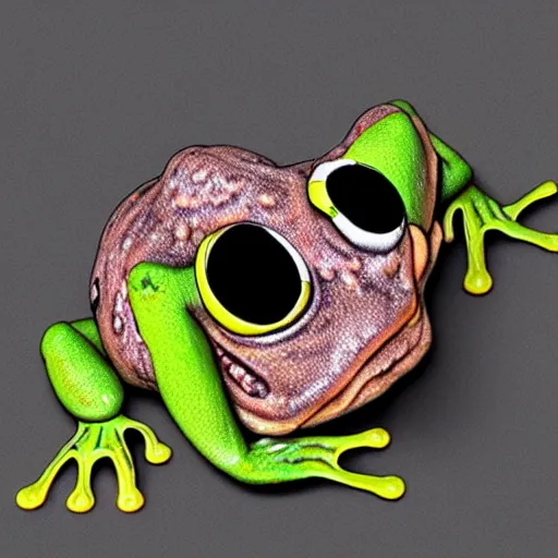 Prompt: frog with back covered in eyeballs, highly detailed, realistic, horrifying