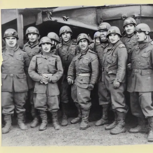 Image similar to world war 2 portrait photo, full body, of a single warhammer 4 0 k space marine posing with troops at bastogne, rosenthal, baltermants, kerlee, vaccaro