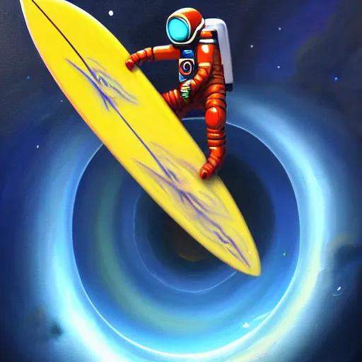 Image similar to cool mech spaceman surfing, isometric scifi astral spirit space journey in oil painting, pulled into the spiral vortex, trending on artstation, award winning, emotional, highly detailed ethereal isometric surrealist art