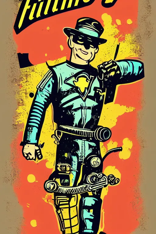 Image similar to fallout 7 6 retro futurist illustration art by butcher billy, sticker, colorful, illustration, highly detailed, simple, smooth and clean vector curves, no jagged lines, vector art, smooth andy warhol style