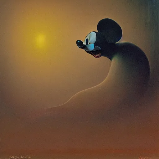 Image similar to mickey mouse painted by zdzisław beksinski