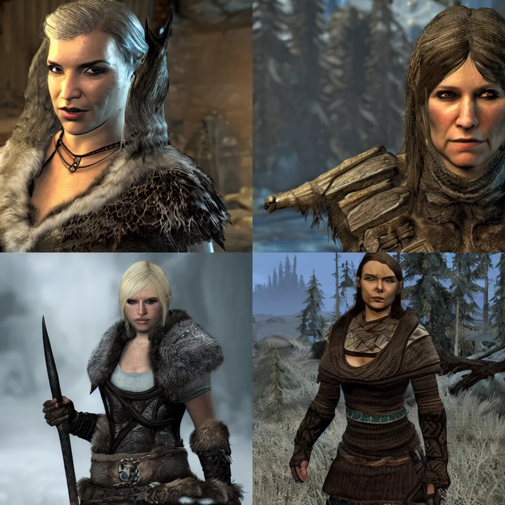 Prompt: rita ottervik as a character in skyrim