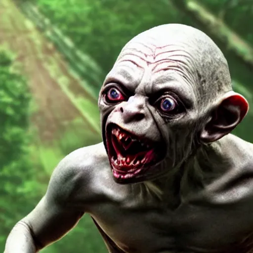 Image similar to Gollum screaming on rock concert , black metal band artist