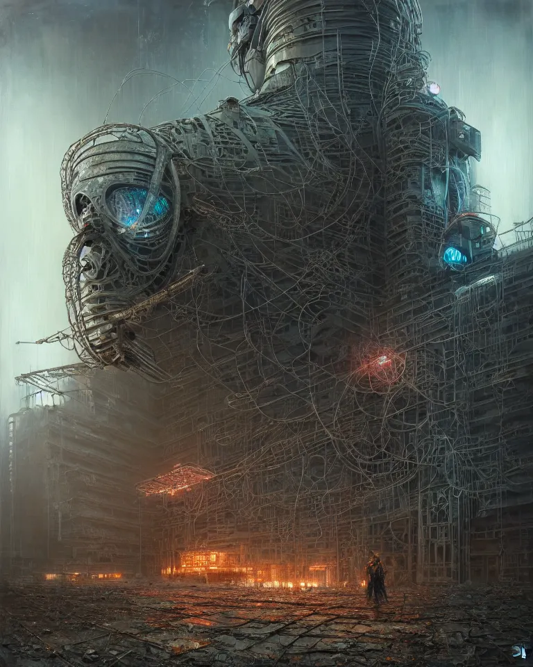 Image similar to low angle shot of a cyberpunk robot character in chernobyl, intricate, elegant, highly detailed, centered, digital painting, artstation, concept art, smooth, sharp focus, illustration, artgerm, tomasz alen kopera, peter mohrbacher, donato giancola, joseph christian leyendecker, wlop, boris vallejo