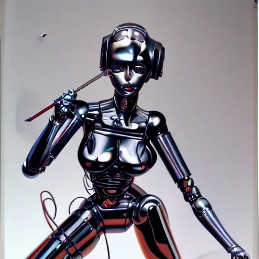 Image similar to robot by Hajime Sorayama, trending on artstation, art, great composition