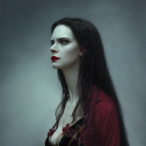 Prompt: portrait of a lady vampire, 35mm, depth of field, DOF, ominous, detailed, photorealistic, octane render, high definition, 4k, artstation, donato giancola, Greg Rutkowski, matthew benedict