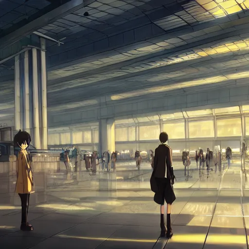 Prompt: The Airport Ward, Ōta, Anime concept art by Makoto Shinkai