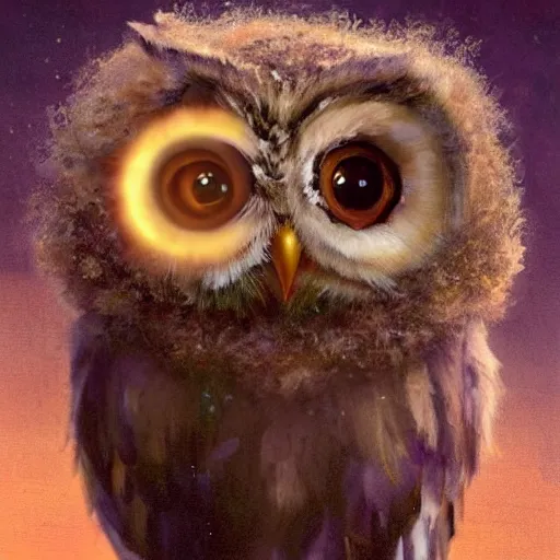 Prompt: long shot of a very fluffy cute owl chick nesting in a cup, esao andrews, by m. w. kaluta, humorous illustration, hyperrealistic, tilt shift, warm colors, night scenery, low light, 3 d octane render, 4 k, volumetric lights, smooth, cosy atmosphere, conceptart, hyperdetailed, trending on deviantart