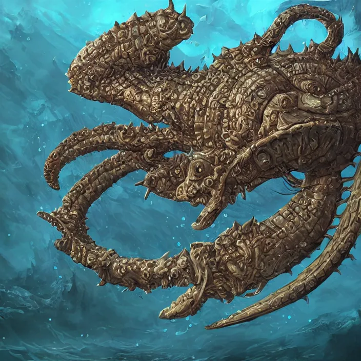 Prompt: underwater sea leviathan full body, d & d style, trending on artstation, intricate, highly detailed, vivid painting