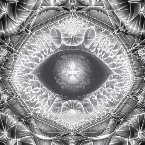 Prompt: 3 d painting of a massive fractal cathedral inside a torus populated by mandelbrot fractals, unreal engine, carved ivory, octane render, white, volumetric lighting, hyperrealistic, sharp, glowing, carved marble, photograph, opalescent, carved soap, neon, sacred geometry, religious, angelic, catholicpunk, photorealism, 8 k, ultra detailed
