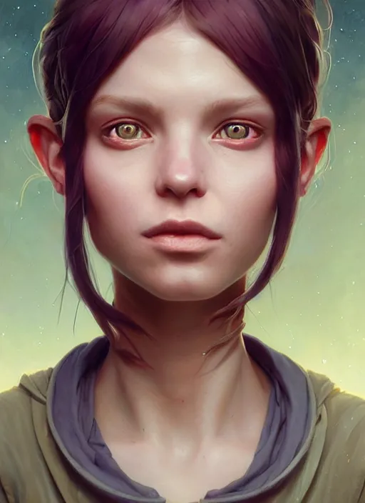 Image similar to highly detailed portrait of an alien girl, stephen bliss, unreal engine, fantasy art by greg rutkowski, loish, rhads, ferdinand knab, makoto shinkai and lois van baarle, ilya kuvshinov, rossdraws, tom bagshaw, alphonse mucha, global illumination, radiant light, detailed and intricate environment