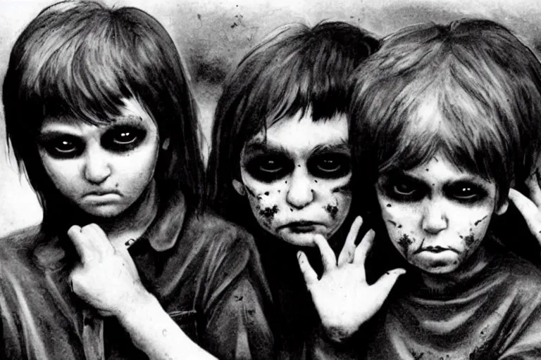 Image similar to black eyed kids, creepy, demonic