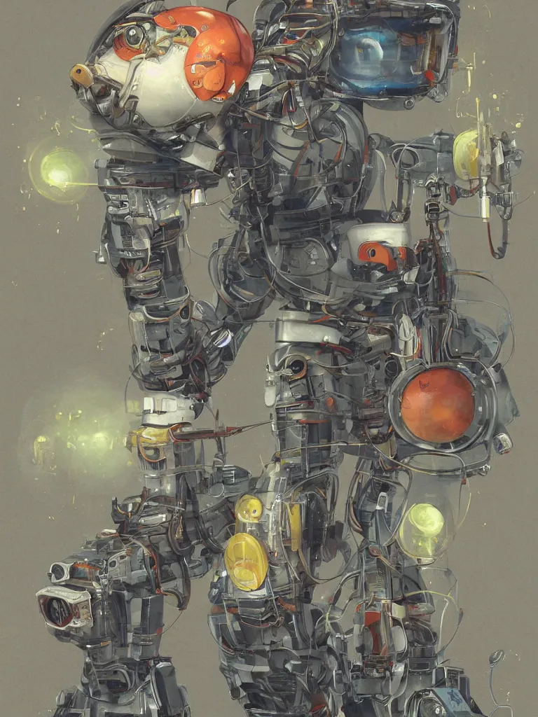 Image similar to half-length portrait of my friendly empatic robot greets my twitter friends with a fresh cup of hot coffee, by Simon Stalenhaag, by Yoshitaka Amano, by Esao Andrews, sharp focus, fresh colors, deviantart,