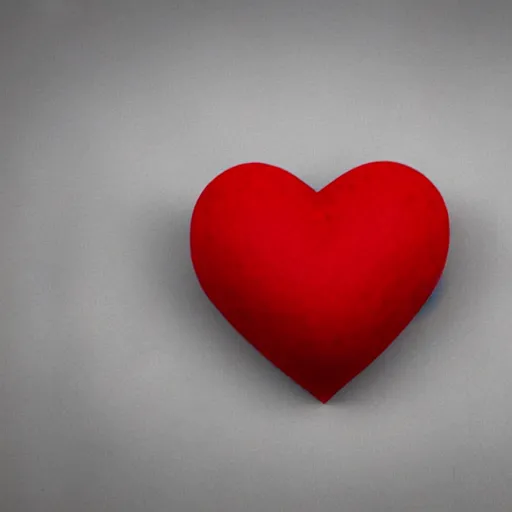 Image similar to 3d render of a badly formed red putty heart shape in the middle of a gray sheet of paper