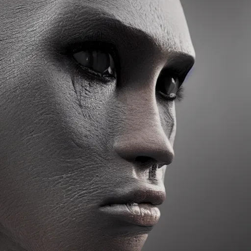 Prompt: beautiful extreme closeup of frontiers in robotic anthropomorphosis magazine portrait photo of person, focus on face, highly detailed, soft lighting