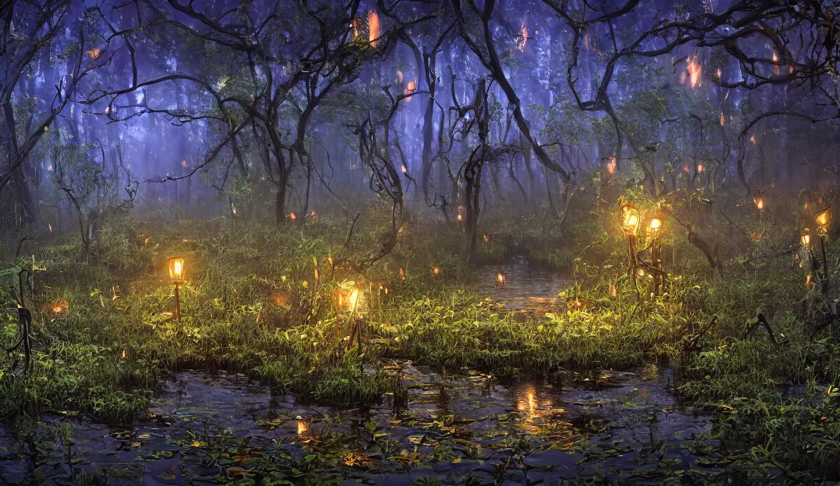 swamp at night