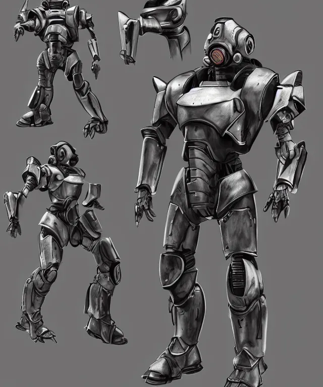 Image similar to an experimental urban combat powered armor in the style of fallout power armor in the style of bubblegum crisis powersuits trending on artstation deviantart pinterest hyper detailed photorealistic highlights and shadow hd 8 k post - processing high resolution