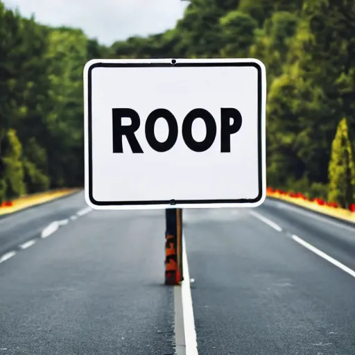 Image similar to a sign saying something when you are supposed to stop driving on the road