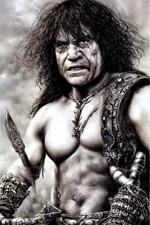 Image similar to danny devito as conan the barbarian by luis royo