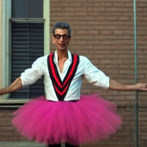 Image similar to jeff goldblum in a tutu,