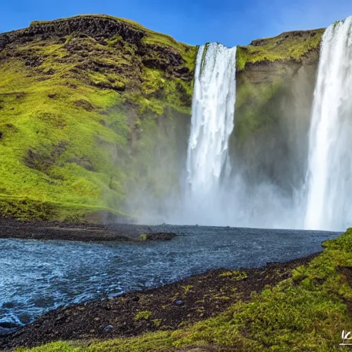 Prompt: realistic waterfall in iceland