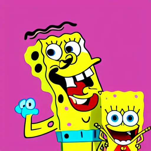 Image similar to spongebob licking a sad child, photorealistic